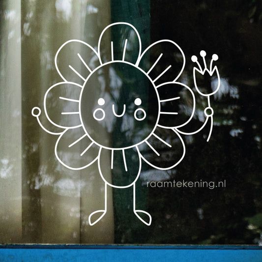 Bloemetje freebie raamtekening