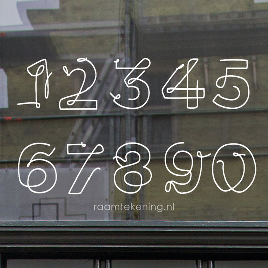 Lijn cijfers raamtekening