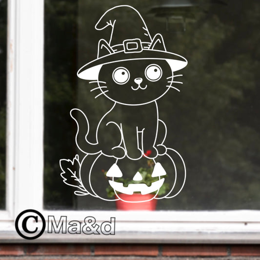 Halloween poes raamtekening