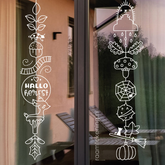 Herfst raamtekening voor dubbele ramen