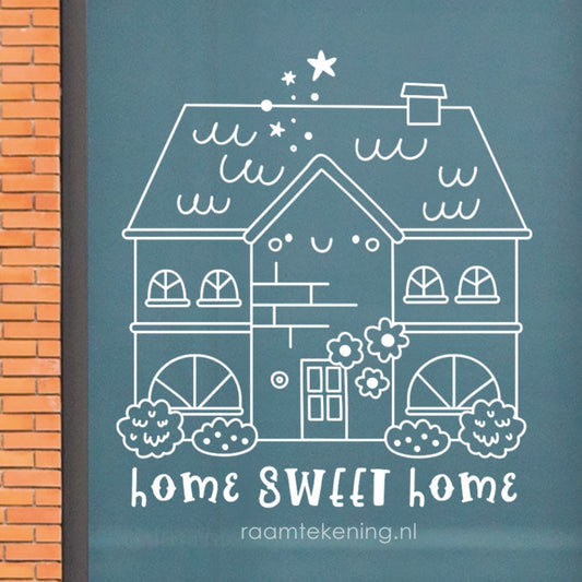 Home sweet huisje raamtekening