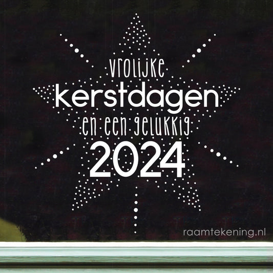 Vrolijke kerstdagen en een gelukkig 2024 ster raamtekening