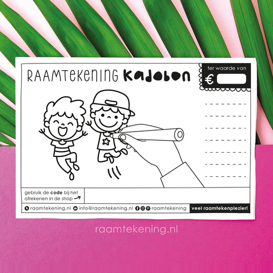 Juf/Meester raamtekening printable kadobon