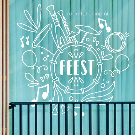 Carnavalsmuziek feest raamtekening