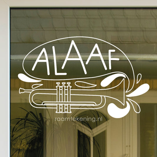 Alaaf trompet carnaval raamtekening