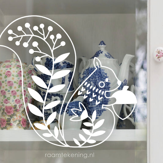 Bloem eekhoorn raamtekening