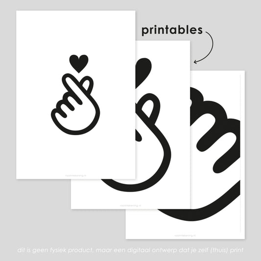 Hand hartje freebie raamtekening