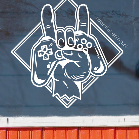 Gamer salute raamtekening