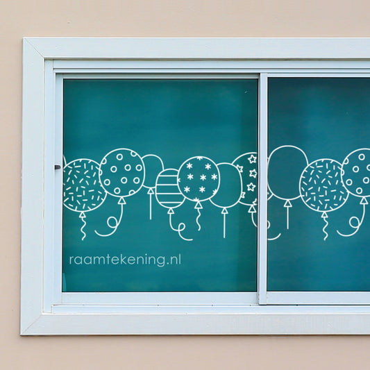 Feest en verjaardag ballonnen rand raamtekening