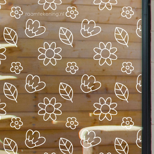 Bloemetjes patroon raamtekening