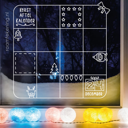 Aftelkalender kerst freebie raamtekening