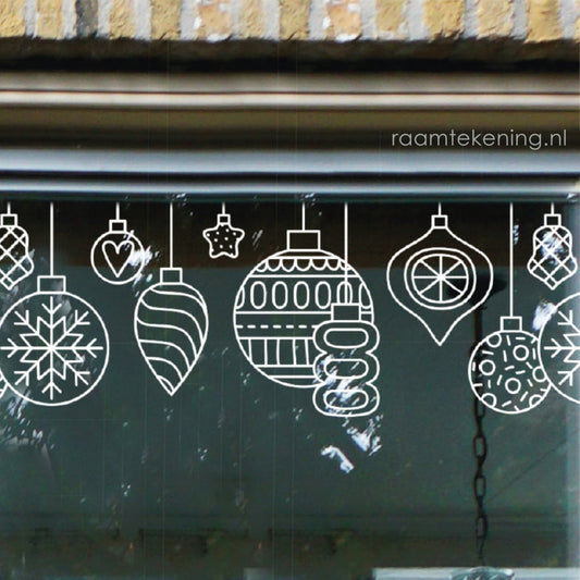 Kerstballen rand raamtekening