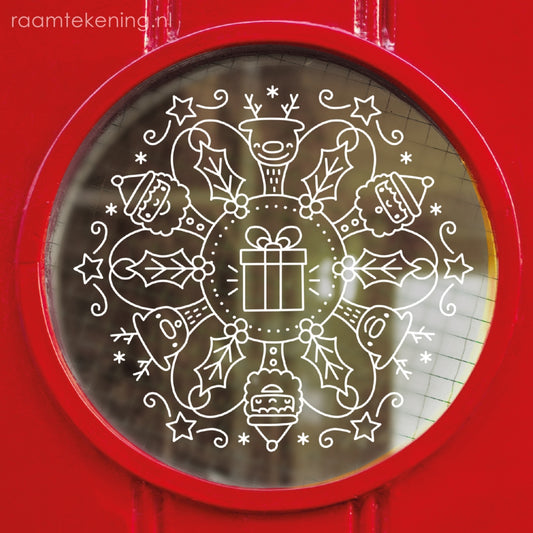 Vrolijke kerst mandala raamtekening