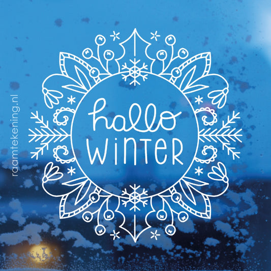 Hallo winter krans raamtekening