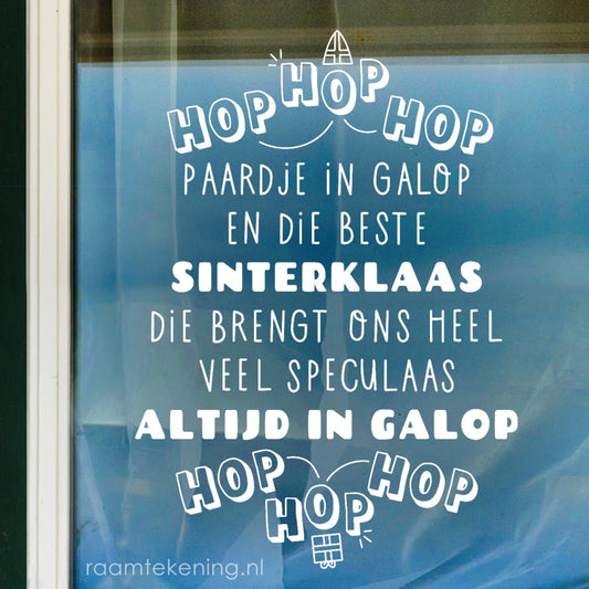 Hop hop paardje in galop sinterklaas liedje raamtekening