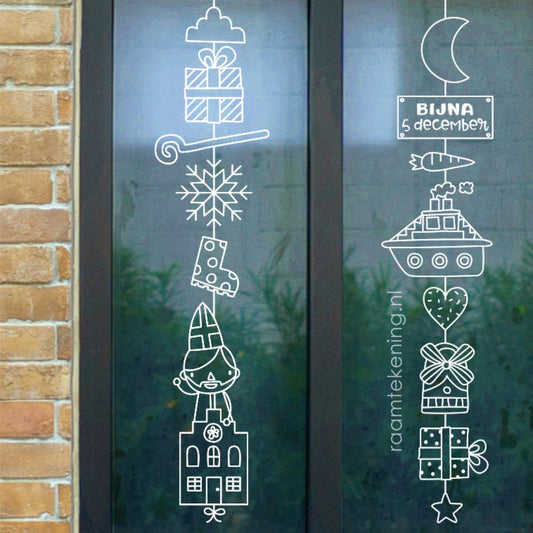 Bijna 5 december raamtekening voor dubbele ramen