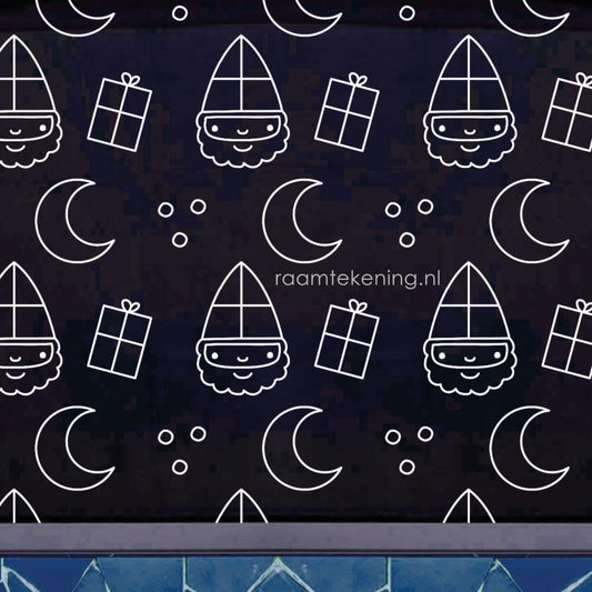 Sinterklaas patroon raamtekening