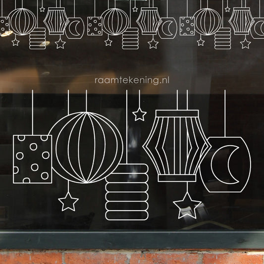 Sint Maarten lampion rand raamtekening