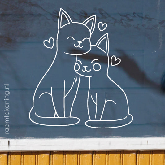 Lieve katjes raamtekening