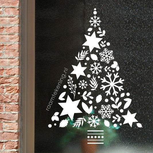 Vormen kerstboom raamtekening