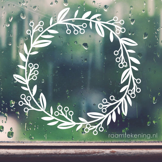 Besjes kerstkrans raamtekening