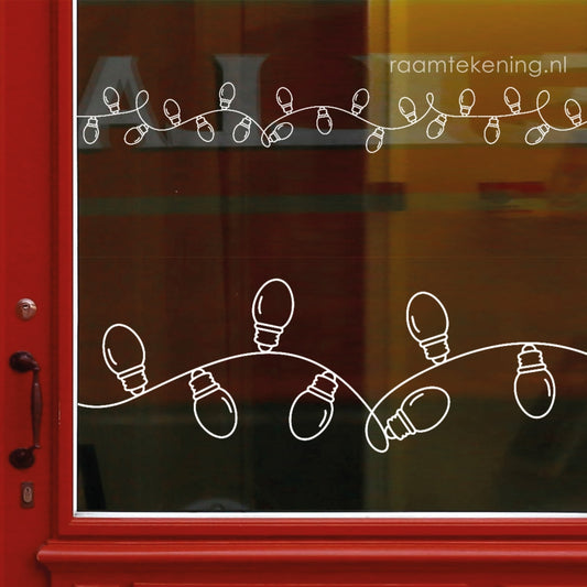 Kerstlichtjes rand raamtekening