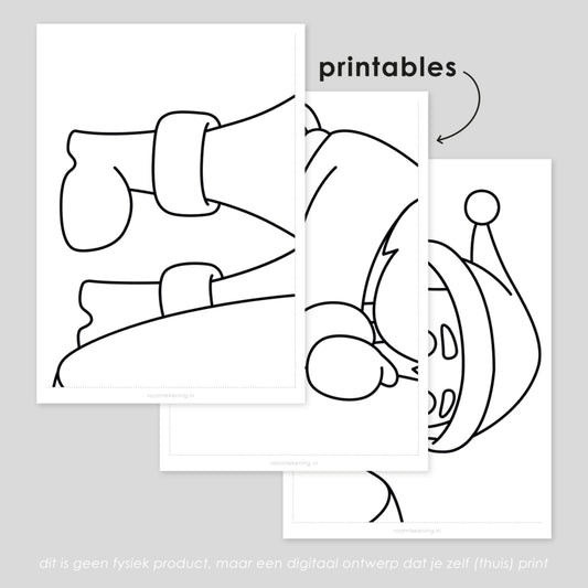 Kerstman met verlanglijst raamtekening