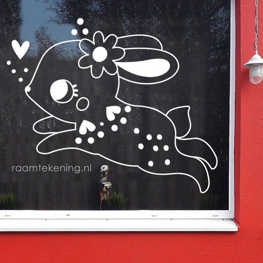 Hartjes konijntje raamtekening