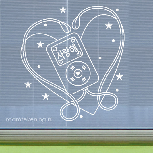 K-pop muziek hartje raamtekening