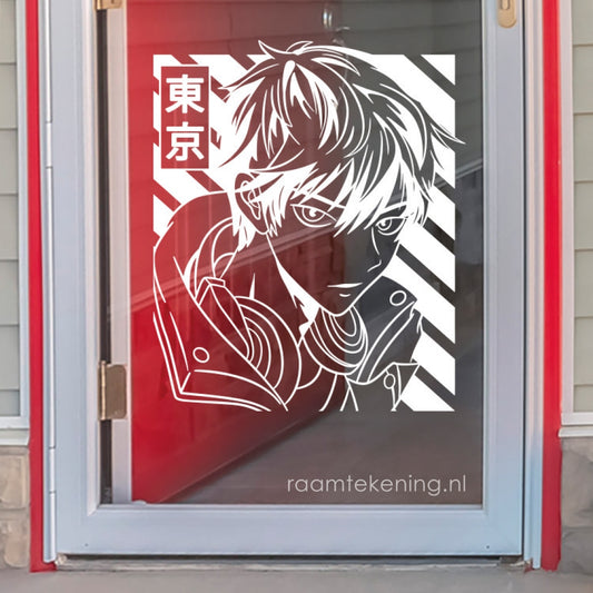 Manga jongen anime raamtekening