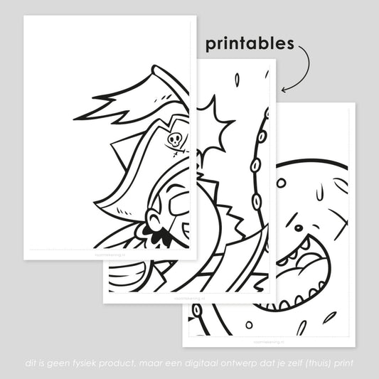 Piraat en octopus raamtekening