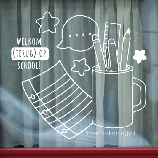Welkom (terug) op school raamtekening