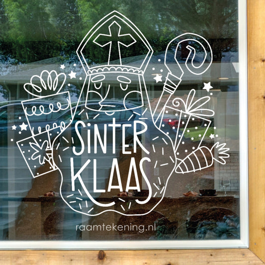 Sinterklaas baard raamtekening