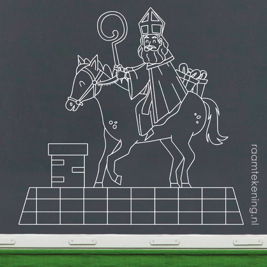 Sint en Ozosnel op het dak raamtekening