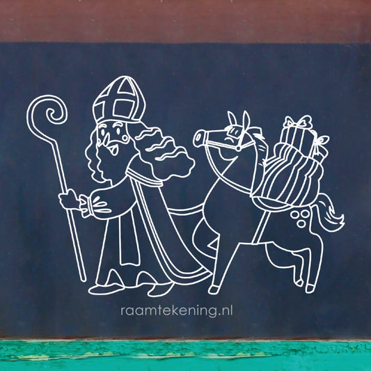 Sint en Ozosnel raamtekening