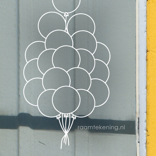 Verjaardag ballonnen bos raamtekening