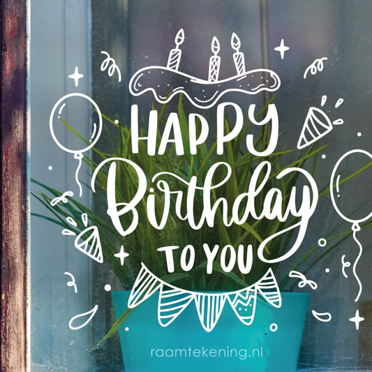 Happy birthday to you raamtekening
