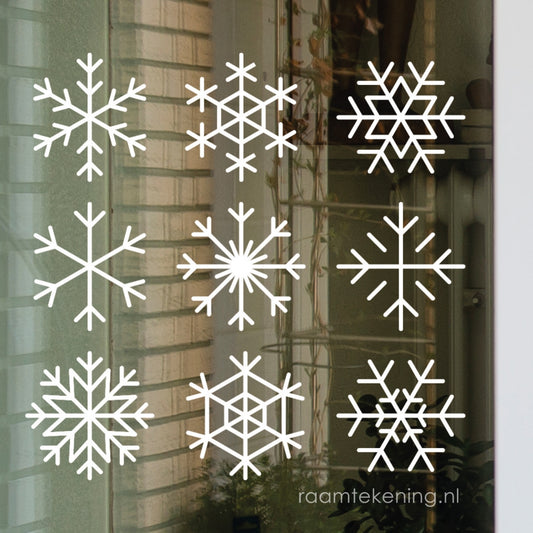 Simpele sneeuwvlokken raamtekening