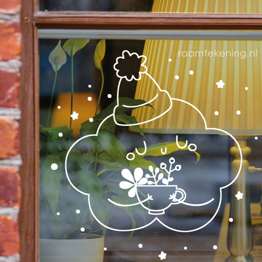 Winter wolkje raamtekening