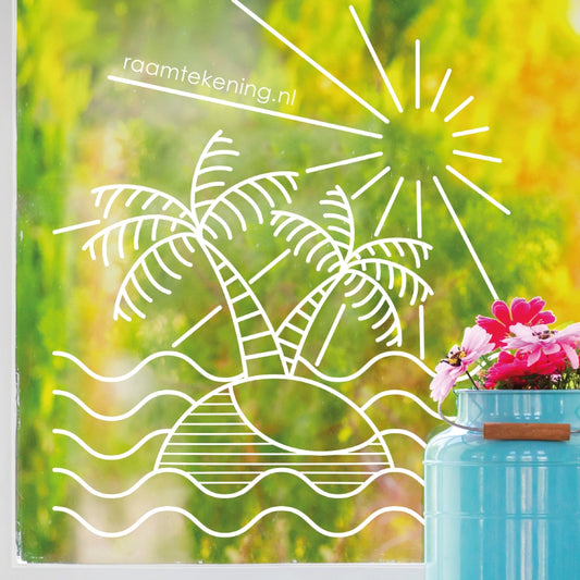 Zomer eiland raamtekening