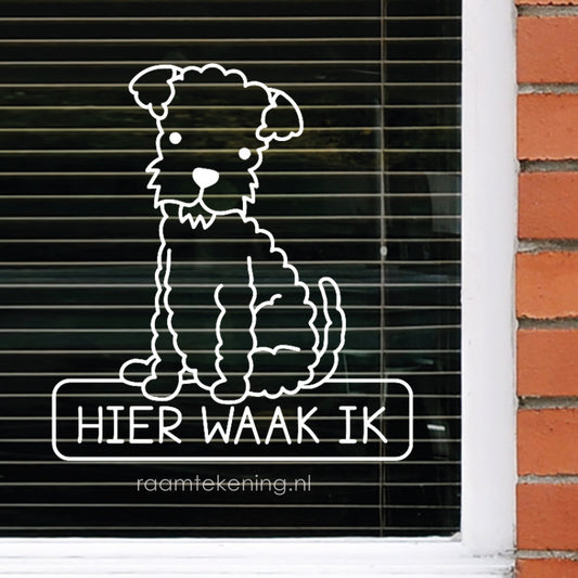 Ras hond hier waak ik raamtekening