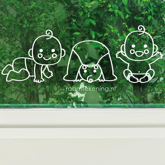 Lieve babies raamtekening