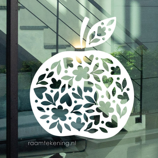 Bloemetjes appel raamtekening