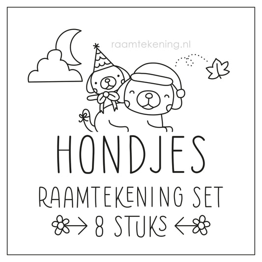 Hondjes raamtekening set