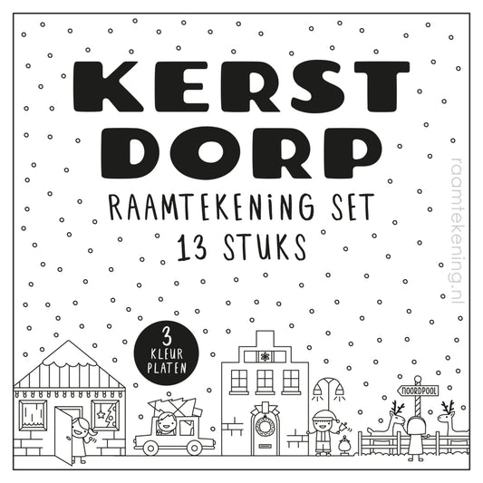 Kerstdorp raamtekening set