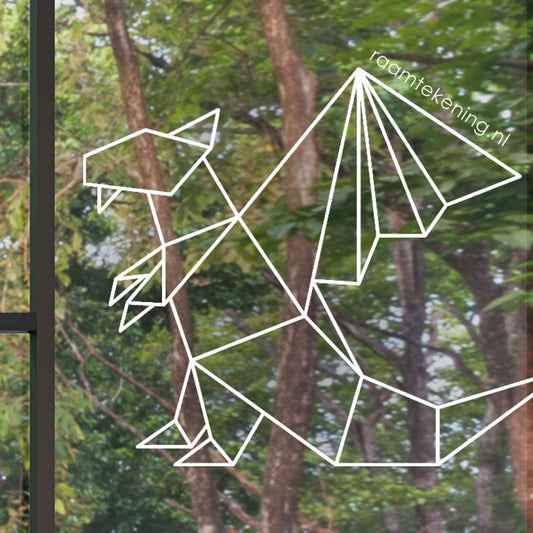 Draak origami raamtekening