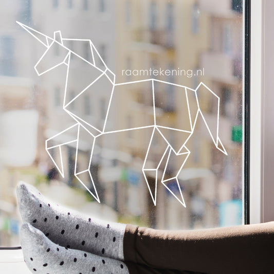 Eenhoorn origami raamtekening