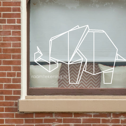 Olifant origami raamtekening