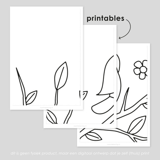 Vogeltjes met bloesem raamtekening