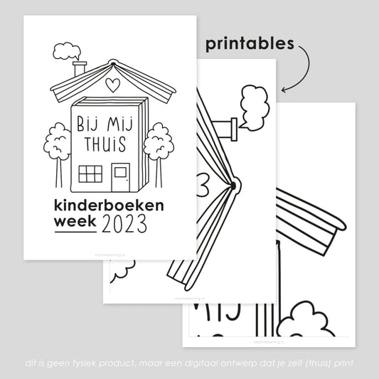 Bij mij thuis Kinderboekenweek 2023 freebie raamtekening